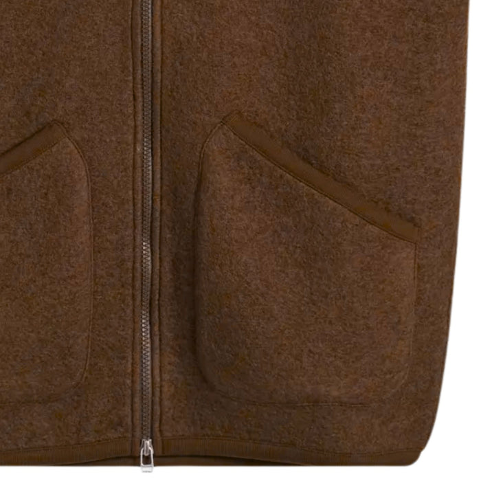 Universal Works Zip Waistcoat Wool Fleece - Cacao