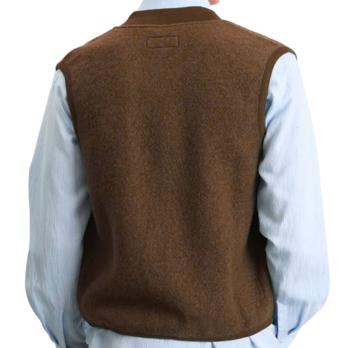 Universal Works Zip Waistcoat Wool Fleece - Cacao