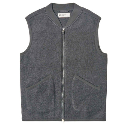 Universal Works Zip Waistcoat Wool Fleece - Grey Marl