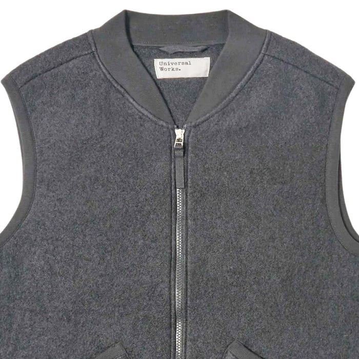 Universal Works Zip Waistcoat Wool Fleece - Grey Marl