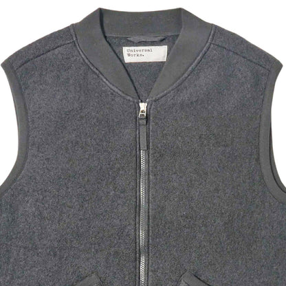Universal Works Zip Waistcoat Wool Fleece - Grey Marl