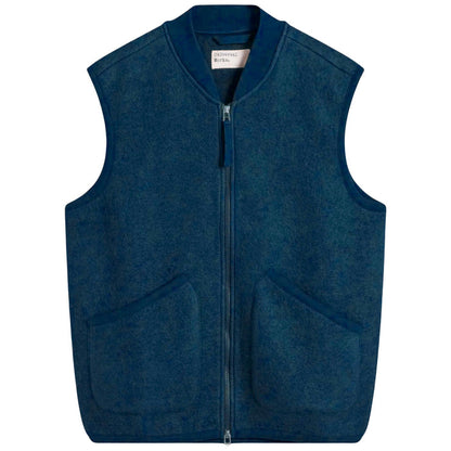 Universal Works Zip Waistcoat Wool Fleece - Indigo