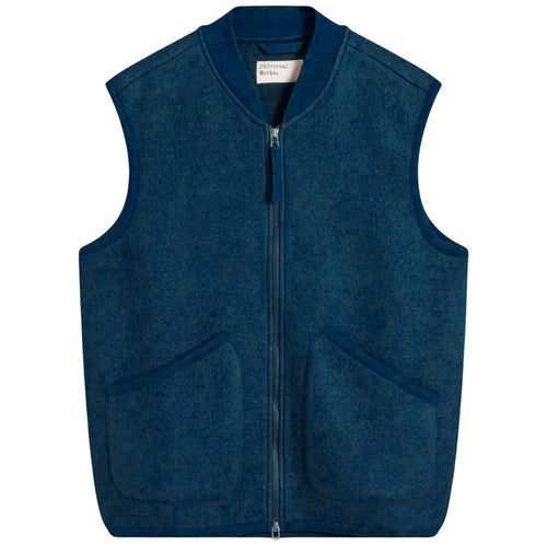 Universal Works Zip Waistcoat Wool Fleece - Indigo