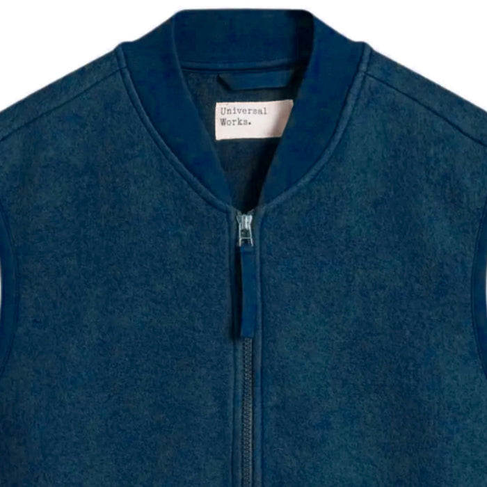 Universal Works Zip Waistcoat Wool Fleece - Indigo