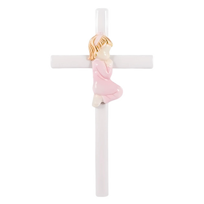 Valencia Girl Praying Cross 7.5"H