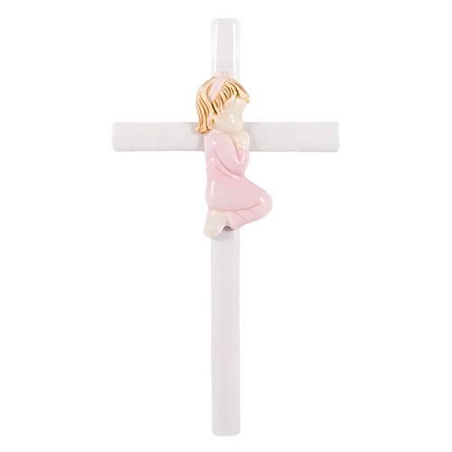 Valencia Girl Praying Cross 7.5"H