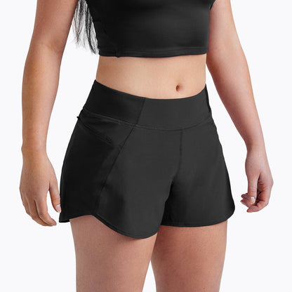 The REP Fitness Women's Artemis Shorts in Black front, waist/thigh crop