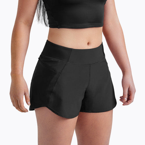 The REP Fitness Women's Artemis Shorts in Black front, waist/thigh crop