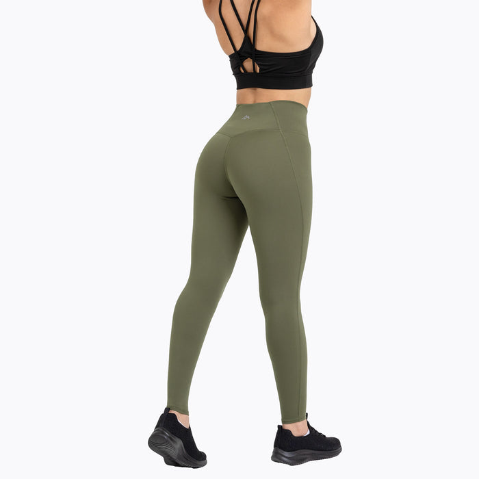 The REP Fitness Women's Eos Legging in Olive back, close-up