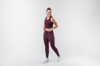 The REP Fitness Women's Vellus Joggers in Heather Wine front