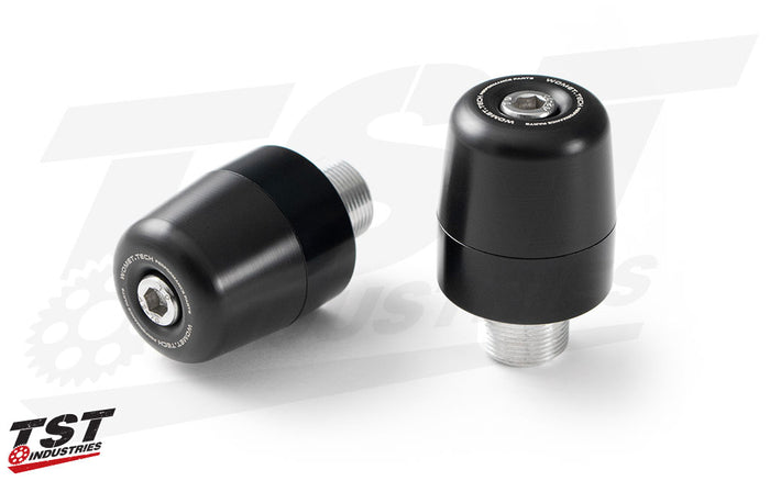 Womet-Tech Bar Ends for the 2019+ Kawasaki ZX6R - Black Anodized rings shown.