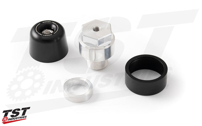 Throttle side bar end includes a washer that must be installed for proper throttle operation - Black Anodized rings shown.