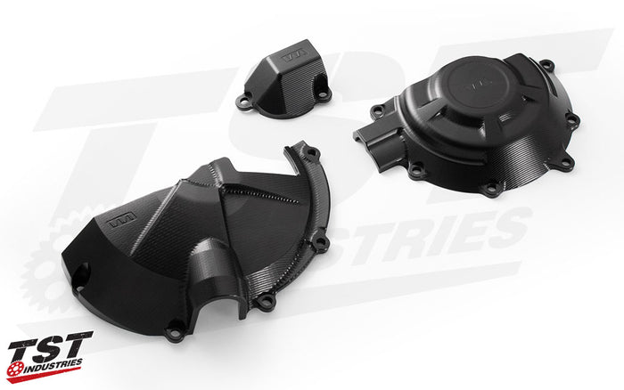CNC machined aluminum features a durable black anodized finish.