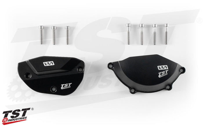 Womet-Tech Engine Case Saver Protectors for Kawasaki ZX-10R 2011+. - MotoAmerica Edition shown