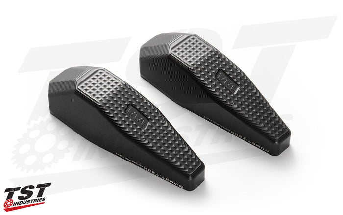 Robust CNC machined delrin sliders promote sliding not catching.