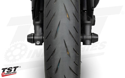 Dual side protection offered by Womet-Tech's Fork Slider Crash Protectors.