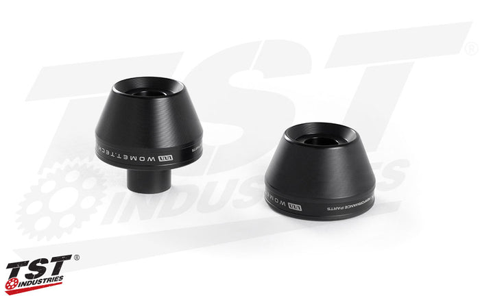 Specifically shaped delrin slider promotes sliding, not catching during a crash or fall.