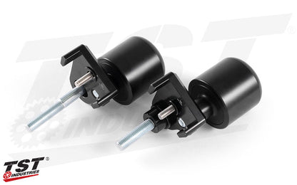 Robust delrin sliders and CNC machined aluminum bracket provide valuable crash protection.
