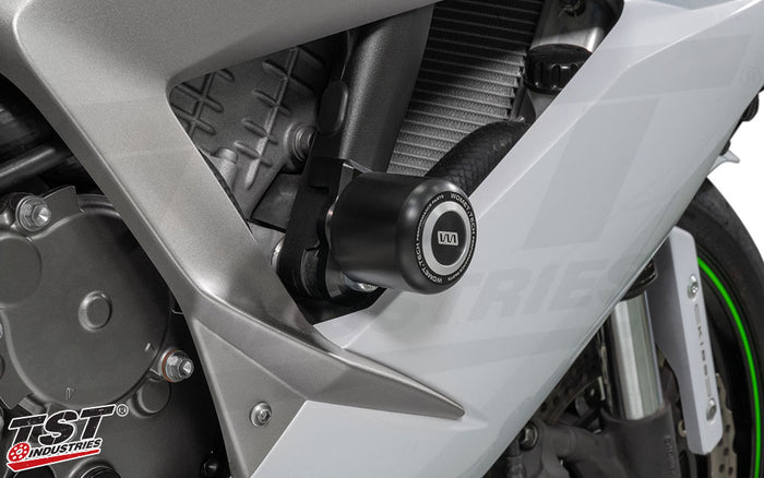 No cut design means you gain frame slider protection without cutting your fairings. (Silver Slider Cap Sold Separately)
