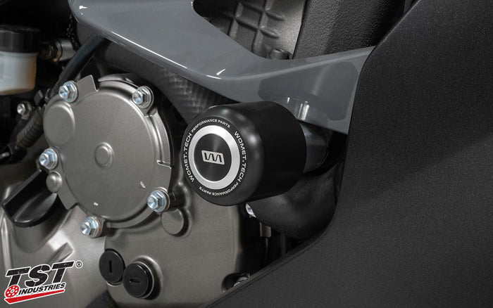 No-cut frame sliders for Kawasaki ZX6R. (Silver Slider Cap Sold Separately)
