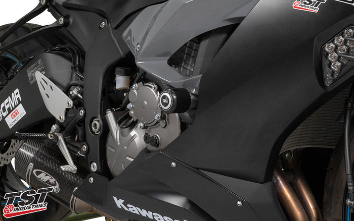 Robust delrin sliders provide valuable crash protection to your ZX6R. (Silver Slider Cap Sold Separately)