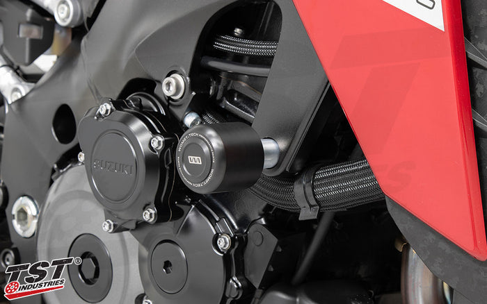 Each frame slider puck is capped with the included black frame slider cap.