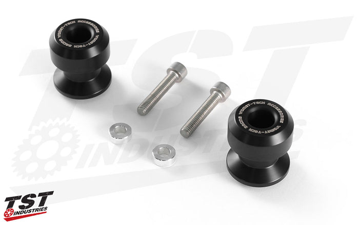 Womet-Tech Swingarm Spool Sliders for Kawasaki 2018+ Ninja 400, 2019+ Kawasaki Z400, and 2020+ BMW S1000RR.