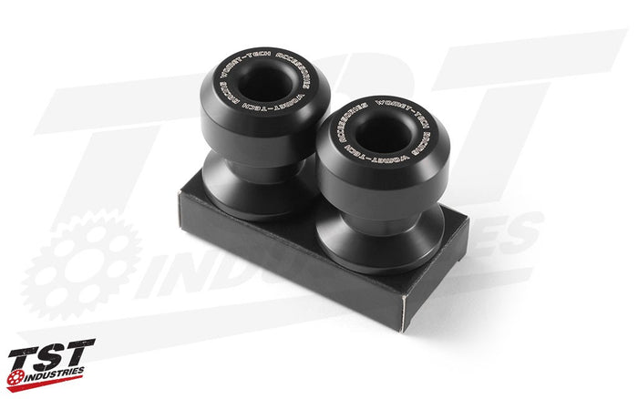 Provide extra crash protection to your sportbike with these oversized delrin swingarm spools.