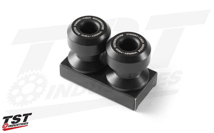 Provide extra crash protection to your sportbike with these oversized delrin swingarm spools.