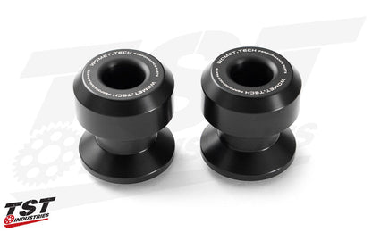 Oversized delrin construction provides a spooled lifting mount and swingarm protection.