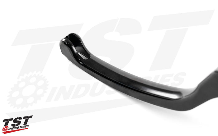 CNC machined billet aluminum construction features a black anodized finish.